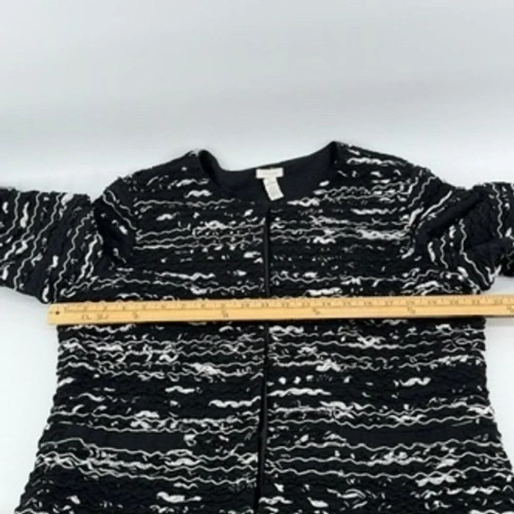 Chico's Black White Beaded Open Front Jacket‎ Blazer Career Casual Size 2